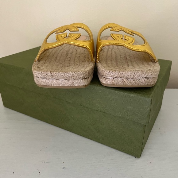 NIB GUCCI Interlocking GG Cut Out Espadrille Sandals 725830 Sz 39.5G US 9.5 $660 - Picture 5 of 12